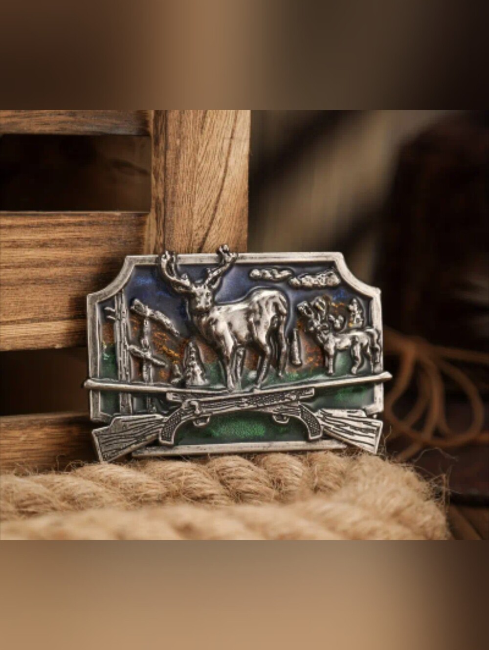 NEW Western Deer Hunting Belt Buckle Buck Rifles Wildlife Outdoorsman, TM2-B1E